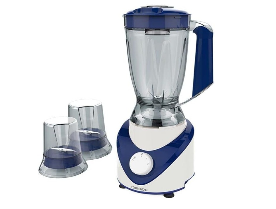 TORNADO Electric Blender 500 Watt, 1.5 Liter, 2 Mills, DBlue BL500/2-Dblue